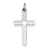 Sterling Silver Cross Pendant with Heart and Textured Finish 3/4in