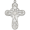 Sterling Silver 1 3/4in Antiqued Heart Cross