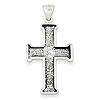 Sterling Silver 1in Antiqued Textured Cross Pendant