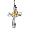 Sterling Silver Cross with Vermeil Dove Charm