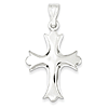 Sterling Silver 1 5/8in Fleur de lis Cross Pendant