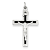Sterling Silver Black Enamel INRI Crucifix 1in