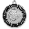 Enameled St. Christopher Medal 13/16in - Sterling Silver