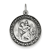 Sterling Silver 7/8in Round St. Christopher Medal