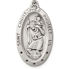 St. Christopher Medal Diamond-cut 1in Sterling Silver