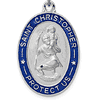 1in Enameled St. Christopher Medal - Sterling Silver