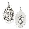 Sterling Silver St. Christopher Medal Soccer 1in