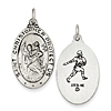 St. Christopher Football Medal 1in Sterling Silver