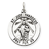 Sterling Silver Round St. Jude Thaddeus Medal 7/8in
