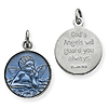 Blue Epoxy Angel Charm 9/16in - Sterling Silver