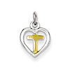 Gold-plated Sterling Silver 3/8in Cross in Heart Charm