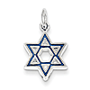 Sterling Silver 1/2in Blue Enameled Star of David Charm