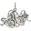Antiqued Comedy Tragedy Charm 11/16in - Sterling Silver
