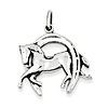Sterling Silver 3/4in Antiqued Horse in Horseshoe Charm