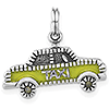 Sterling Silver Yellow Enameled Taxi Charm
