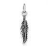 Antiqued Feather Charm 7/8in - Sterling Silver