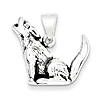 Sterling Silver 3/4in Antiqued Wolf Charm