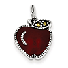 Sterling Silver Enameled Red Apple Charm