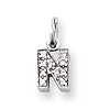 Sterling Silver CZ Initial N Charm