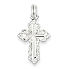  Sterling Silver 3/4in Budded Cross Pendant with Bead Texture