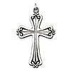 Sterling Silver 1 3/4in Jumbo Antiqued Budded Cross Pendant
