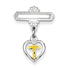 Sterling Silver Dangling Heart with Vermeil Cross Pin