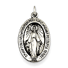 Sterling Silver Oval Miraculous Medal 3/4in