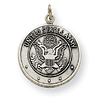 Sterling Silver 5/8in Round U.S. Army Pendant