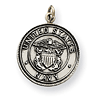 Sterling Silver 5/8in Round U.S. Navy Pendant