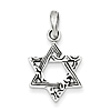 Sterling Silver Textured Star Of David Pendant 11/16in