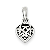 Sterling Silver Antiqued Puff Heart Charm