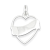 Sterling Silver Heart Charm with Ribbon 3/4in