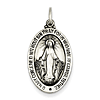 Sterling Silver Oval Miraculous Medal 15/16in
