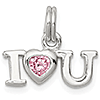 Sterling Silver I Love You Charm with Pink CZ