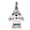 Sterling Silver Girl Charm with Pink Enamel