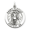 Sterling Silver Round St. Florian Medal  7/8in