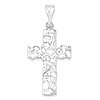1 1/2in Diamond-cut Cross - Sterling Silver