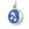 Sterling Silver Enameled Blue Moon with CZ Charm