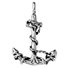 Sterling Silver 1.25in 3D Antiqued Anchor and Rope Pendant