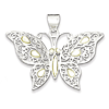 Sterling Silver Mother of Pearl Fancy Butterfly Pendant