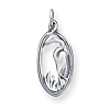 Sterling Silver Antiqued Crane in Oval Frame Charm