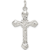 Sterling Silver Budded Crucifix Pendant 1 1/4in