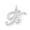 Sterling Silver Medium Fancy Script Initial K Charm