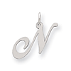Sterling Silver Medium Fancy Script Initial N Charm