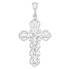 Sterling Silver 2 3/8in Diamond-Cut Crucifix Pendant