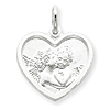 3/4in Angel in Heart Charm - Sterling Silver