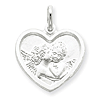 Sterling Silver Angel in Heart Charm 3/4in