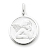 Sterling Silver Round Angel Charm 3/4in