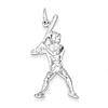 Sterling Silver Baseball Player At Bat Charm