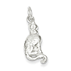 Sterling Silver 3-D Cat Charm 3/4in